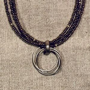 Silpada .925 Sterling Silver Five Ring Intertwined Circle Pendant S1637